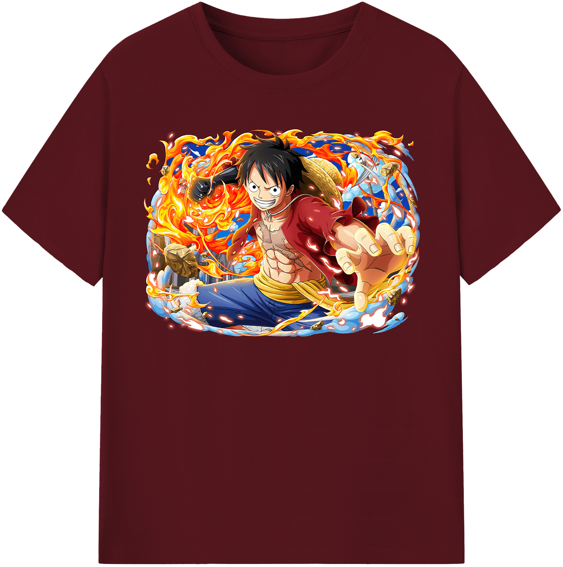 ワンピース モンキー・D・ルフィ ONE PIECE Monkey D. Luffy 綿100％半袖Tシャツ（フロントプリント）